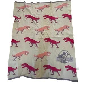 Jurassic World Dinosaur Throw Blanket Pink T-Rex Pink Purple Decor 58x39